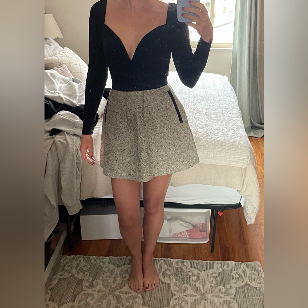 French Connection Black and Gray A-Line Skirt
